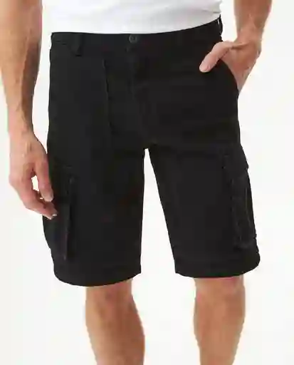 Bermuda Tipo Cargo Negro Noche Ultraoscuro Talla 38 Chevignon