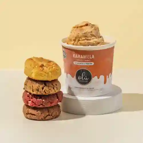 1 Helado pote  4 galletas