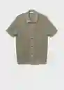 Camisa Onda Khaki Talla M Hombre Mango