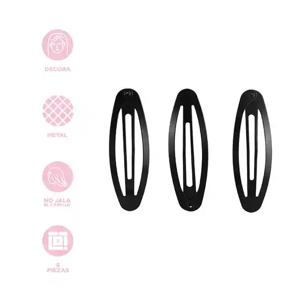 Set Hebillas Para el Cabello Negro Miniso