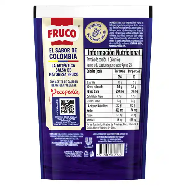 Salsa de Mayonesa Fruco Doypack 380 g
