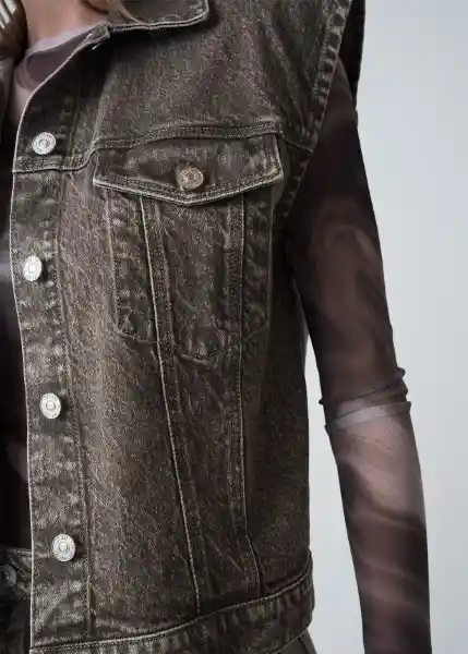 Chaleco Hash Gris Cable Talla S Mujer 429g326 Naf Naf