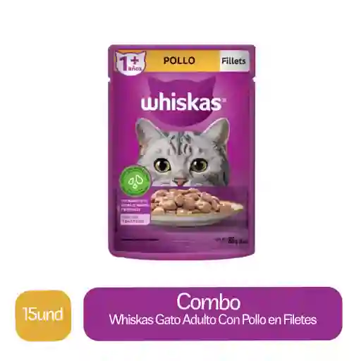 15 x Whiskas Alimento Humedo Para Gato Adulto