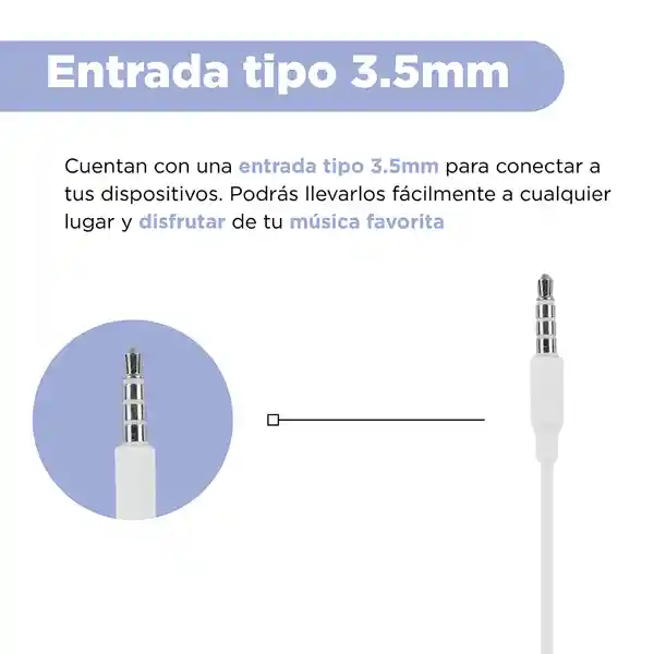 Audífonos Serie Moonlight Blanco 35 mm Mod 6311 Miniso