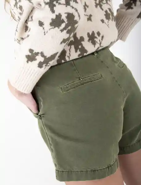 Short De Tiro Alto Verde Cocodrilo Oscuro Talla 4 Mujer Naf Naf