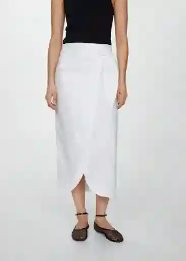 Falda Pareo Blanco Talla L Mujer Mango