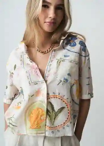 Camisa Lili Mujer Crudo Marfil Claro T L 012G384 Naf Naf