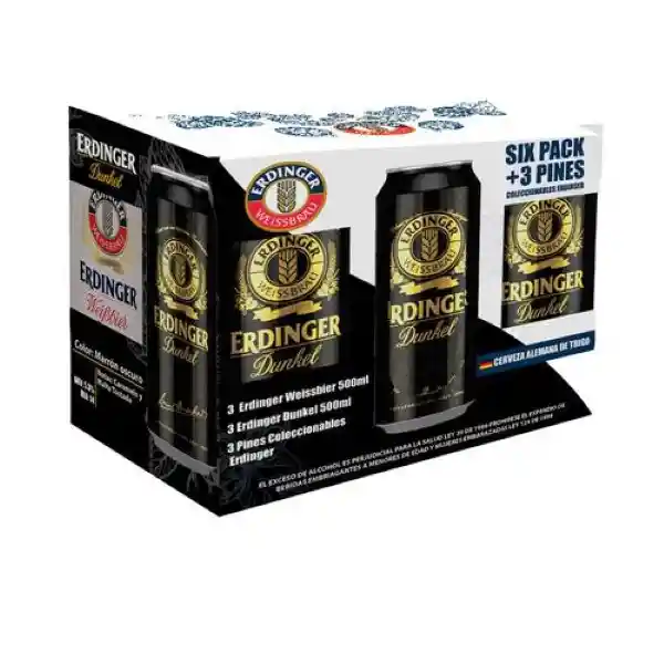 Erdinger Pack Cerveza Importada Weissbier y Dunkel