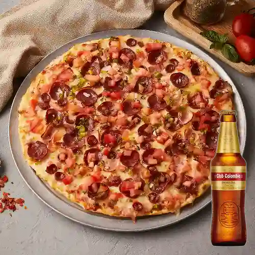 Combo Pizza Mixta + Club col. Dorada Bot. 330ml