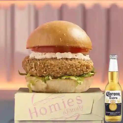 Combo Veggie Burger + Corona 350 ml
