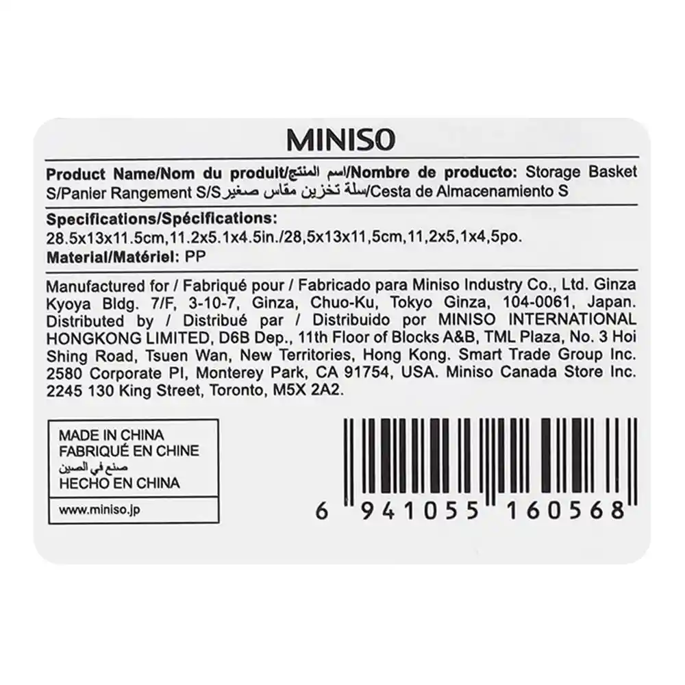 Miniso Caja de Plástico Rectangular S