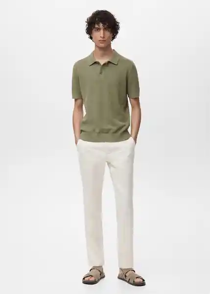 Camiseta Polo Pointele Verde Talla S Hombre Mango