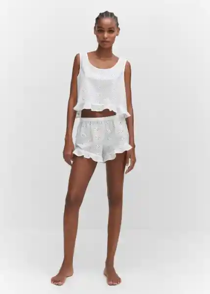 Top Pijama Brisa Off White Talla M Mujer Mango