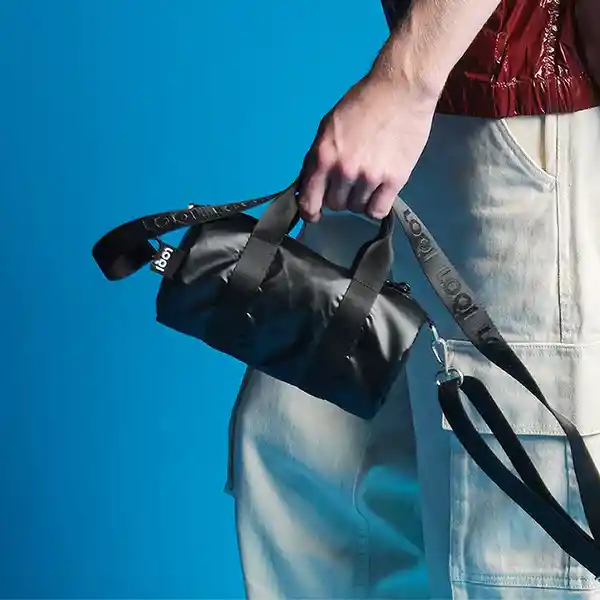 Loqi Bolsa Duffel Pequeño Ligero Negro Metalizado