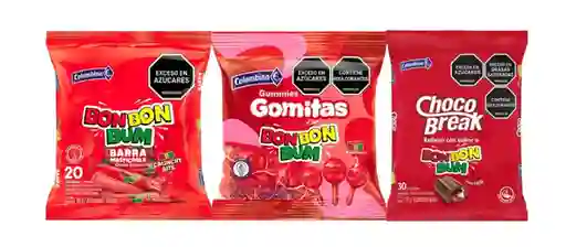 Combobarra Crunchy Rojo + + Gomitas Bbb + Chocobreak Bob Bon Bum