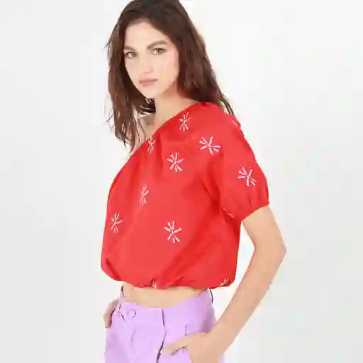 Blusa Cuello Asimétrico Manga Corta Rojo Talla L 696470
