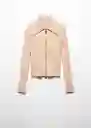 Buzo Cardigan Pintón Beige Talla M Mujer Mango