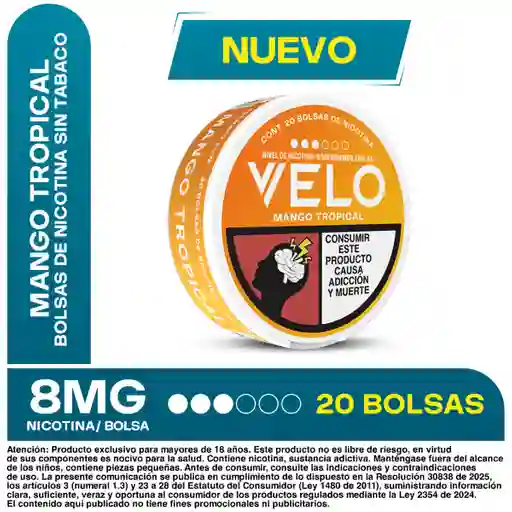 VELO Bolsas de Nicotina Mango Tropical 8MG