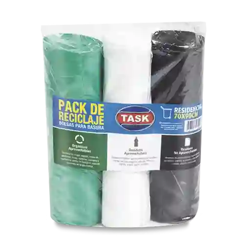 Task Pack Reciclaje Bolsa Basura 3 Colores 70 x 90