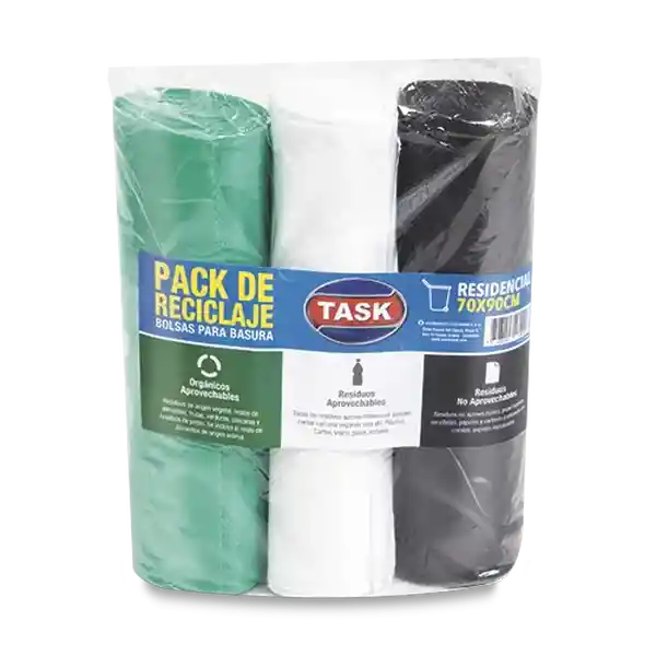 Task Pack Reciclaje Bolsa Basura 3 Colores 70 x 90