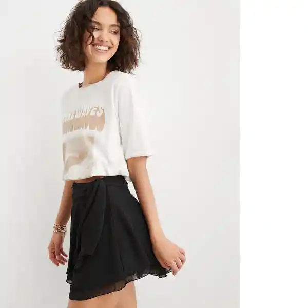 Falda Cinta Para Anudar Negro Aerie Talla Medium American Eagle