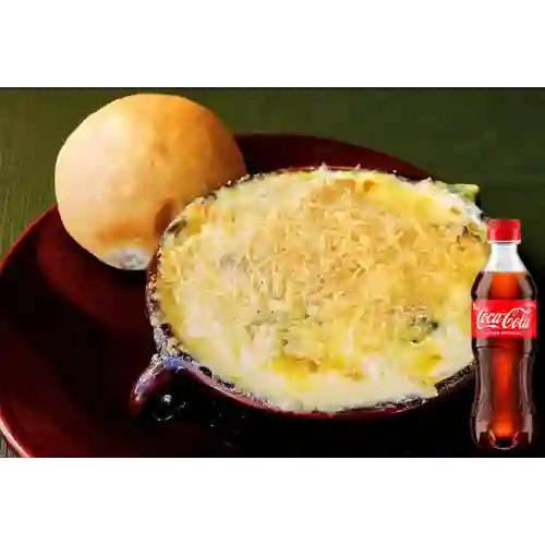 Cazuela de Pollo en Champiñones +Cocacola Org 400ml