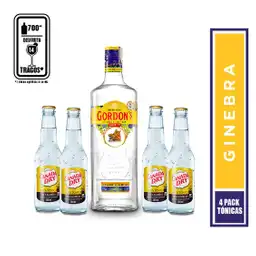 Ginebra Gordons 700ml + 4 Tonicas Canada Dry 0