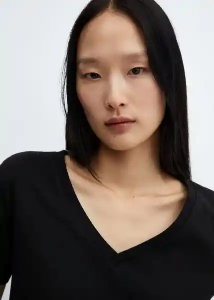 Camiseta Chalapi Negro Talla L Mujer Mango