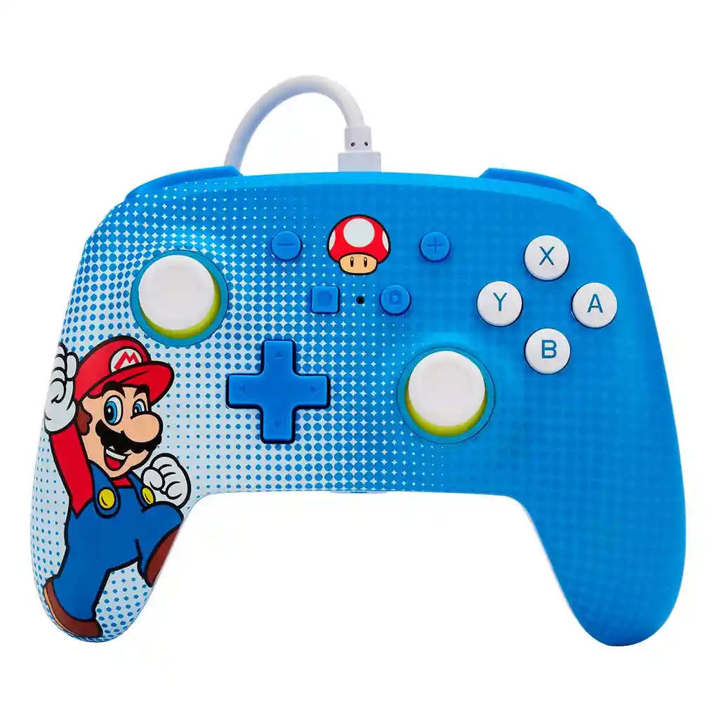 Nintendo Switch Control Alámbrico Supermario Azul/Blanco