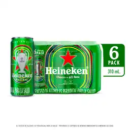 Heineken Cerveza 310 mL x 6 Und