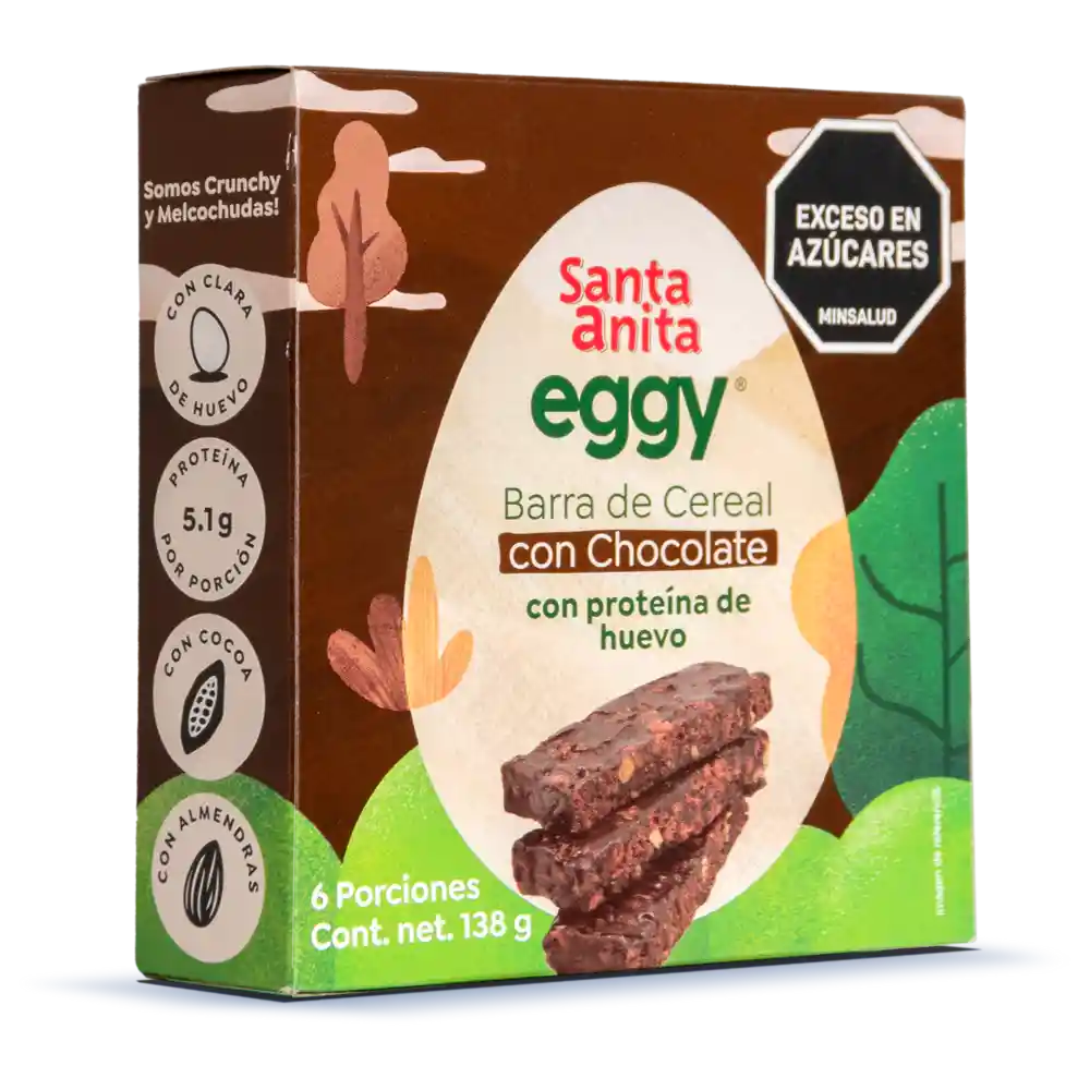 Santa Anita Eggy Barra de cereal chocolate con proteina de huevo 