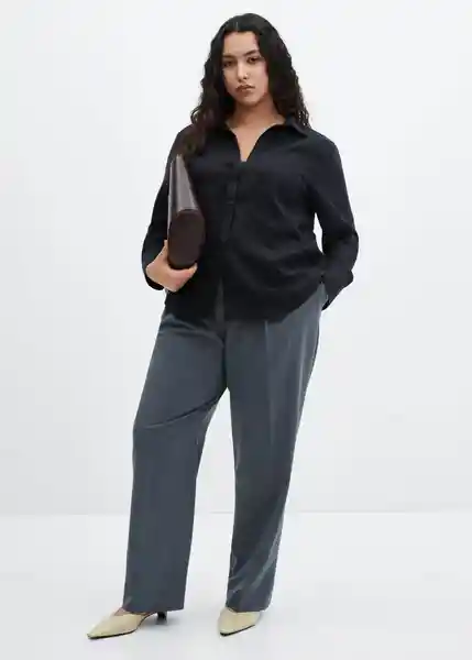 Camisa Samara Negro Talla 27 Mujer Mango