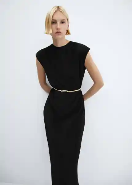 Vestido Jungla-A Negro Talla L Mujer Mango