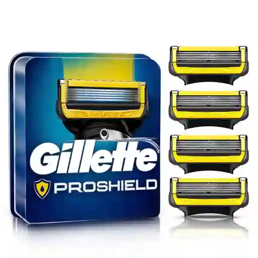 GILLETTE Proshield Repuestos Cuchilla de Afeitar Máquina de Afeitar con 5 Hojas Afeitado más al Ras Afeitadora para Hombre 4 Uds