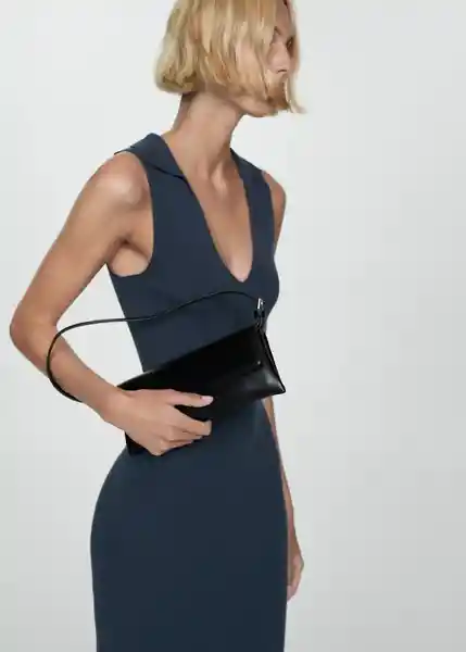 Vestido Moiso Navy Talla L Mujer Mango