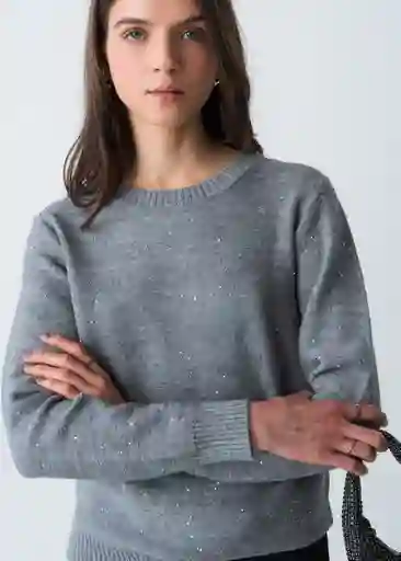 Suéter Tejido Mujer Gris Plateado Medio Talla M 583G092 Naf Naf