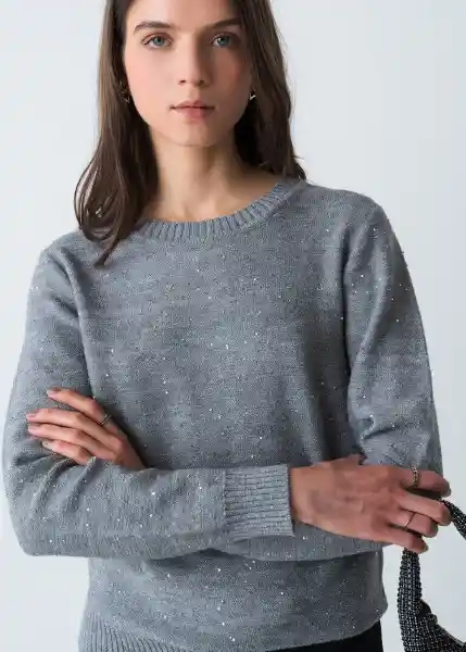 Suéter Tejido Mujer Gris Plateado Medio Talla M 583G092 Naf Naf