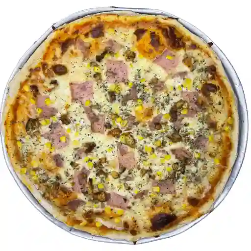 Pizza jamón queso y maíz