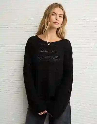Suéter Tejido Mujer Negro Talla X-Small 1530064 American Eagle