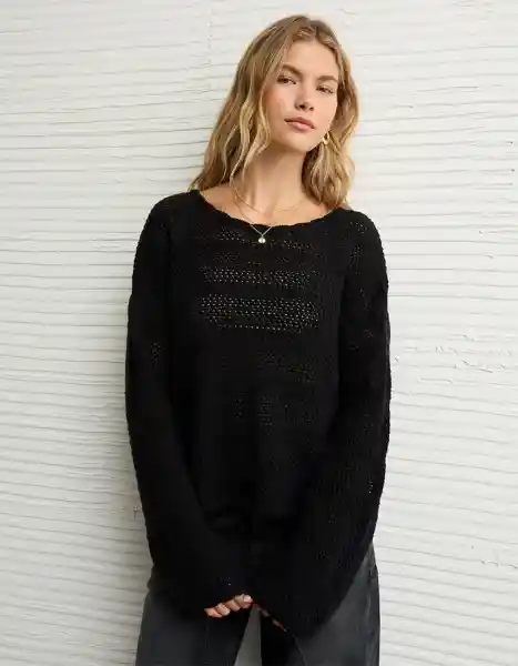 Suéter Tejido Mujer Negro Talla X-Small 1530064 American Eagle