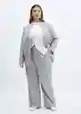 Blazer Americana Rayita Gris Medio Vigoré Talla L Mujer Mango