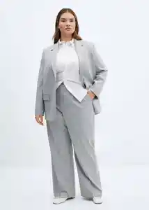 Blazer Americana Rayita Gris Medio Vigoré Talla L Mujer Mango