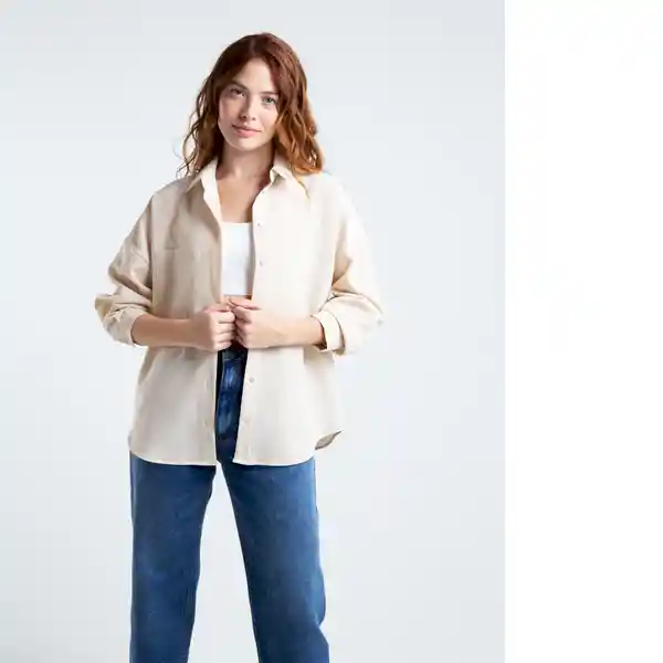  Camisa Sand Mujer Crudo Marfil Claro Talla L Naf-Naf 