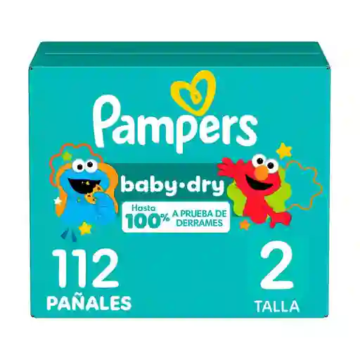 Pañales Pampers Baby-Dry Talla 2 112 Und