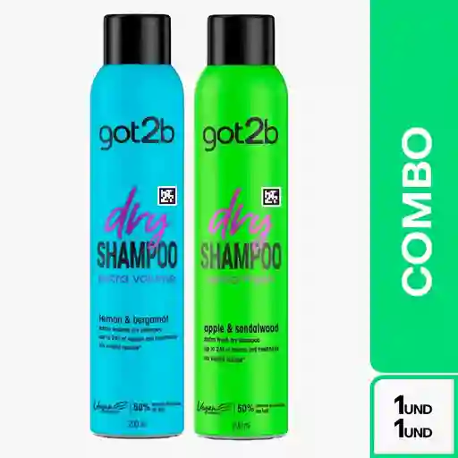 Combo Got2B Shampoo Seco Extra Fresh + Extra Volumen 200 mL