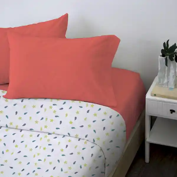 Set Juego de Cama 100 % Poliéster Color Coral 58261 Exito