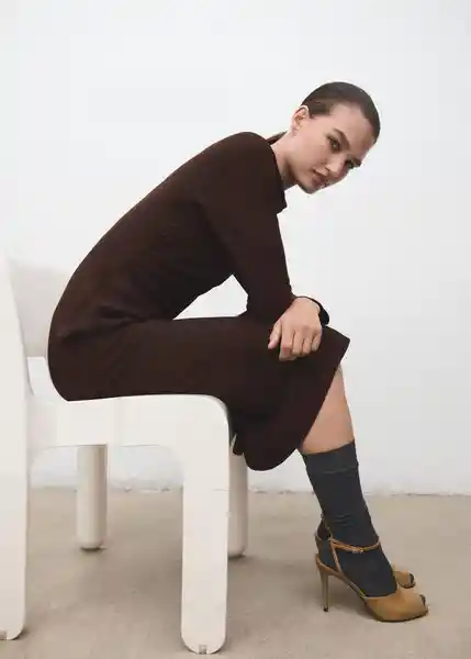 Vestido Caro Chocolate Talla XL Mujer Mango