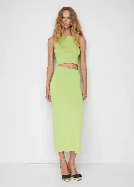 Falda Obie-W Verde Talla S Mujer Mango