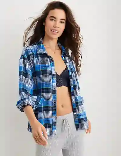Blusa Aerie de Pijama Azul Talla X-Small American Eagle 27821224