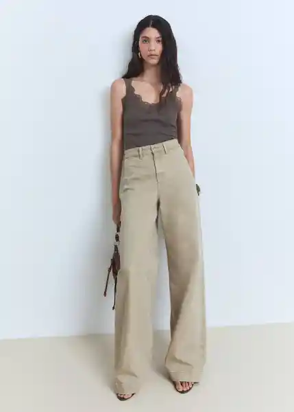 Jean Bea Khaki Talla 36 Mujer Mango